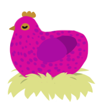 A fuchsia and plum chicken with a speckle pattern