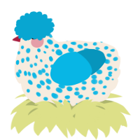 A cream and cerulean chicken with a speckle pattern