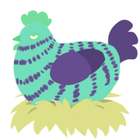 Blingja Blast, a mint and overcast chicken with a bar pattern