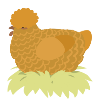 A gold and orange chicken with a lace pattern