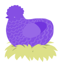 A blurple chicken with a lace pattern