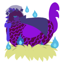Orb, a wine and amethyst chicken with a lace pattern