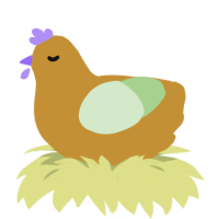 A gold and gluppy chicken