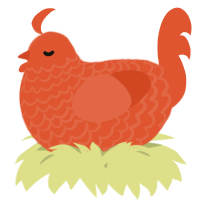 A vermilion chicken with a lace pattern
