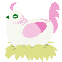 Sakura, a white and pink chicken with a neck-speckle pattern