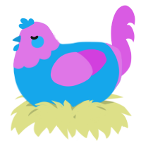 A sky and orchid chicken with a head pattern
