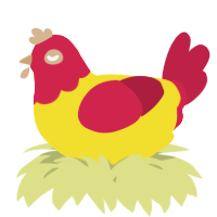 A yellow and crimson chicken with a head pattern