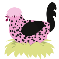 WMWMWMWMWMWMWMWMWMWM, a pink and black chicken with a speckle pattern