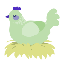 A gluppy chicken with a neck-speckle pattern