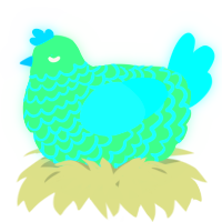 A spring and aqua chicken with a lace pattern