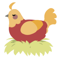 A red and honey chicken with a head pattern