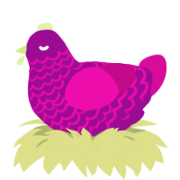 A plum and fuchsia chicken with a lace pattern