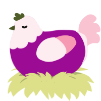 Taro Tea, a plum and rose chicken with a head pattern
