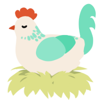 A cream and mint chicken with a neck-speckle pattern