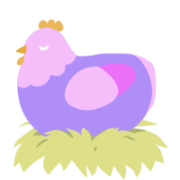A lilac and lavender chicken with a head pattern