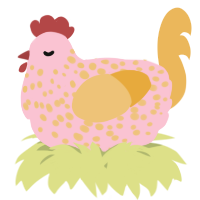 A rose and honey chicken with a speckle pattern