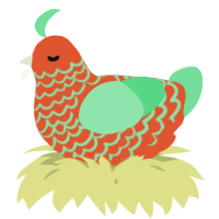 A vermilion and spring chicken with a lace pattern