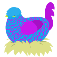 A sky and amethyst chicken with a lace pattern