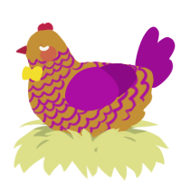 A gold and plum chicken with a lace pattern