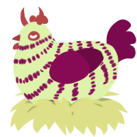 A apple and wine chicken with a bar pattern