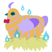 A honey and lilac chicken with a bar pattern