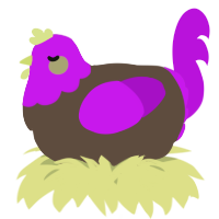 A bark and amethyst chicken with a head pattern