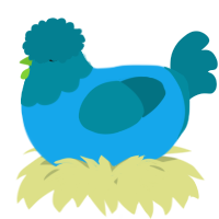 A sky and sea chicken with a head pattern