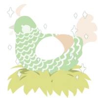 A gluppy and cream chicken with a lace pattern