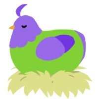 A grass and blurple chicken with a head pattern