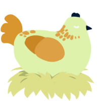 A apple and orange chicken with a neck-speckle pattern