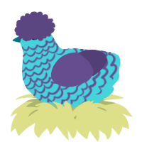 A aqua and overcast chicken with a lace pattern