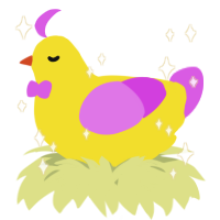 A yellow and orchid chicken