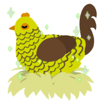 A lime and bark chicken with a lace pattern