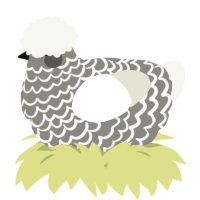 A ash and white chicken with a lace pattern