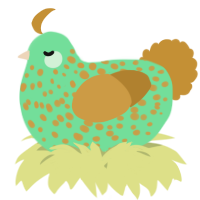 A spring and gold chicken with a speckle pattern
