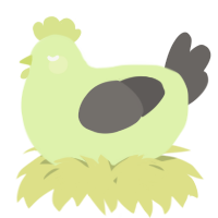 A apple and grey chicken