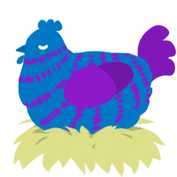 A sapphire and violet chicken with a bar pattern