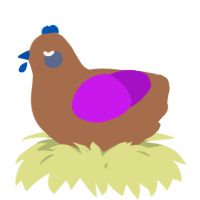 A brown and amethyst chicken