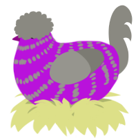 A amethyst and ash chicken with a bar pattern
