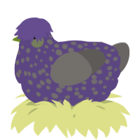 A overcast and grey chicken with a speckle pattern