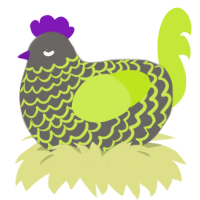A grey and lime chicken with a lace pattern