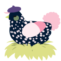 A tumblr and rose chicken with a speckle pattern