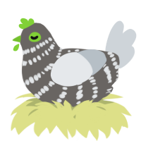 A grey and mist chicken with a bar pattern