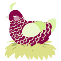 A maroon and apple chicken with a lace pattern
