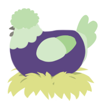 A overcast and gluppy chicken with a head pattern