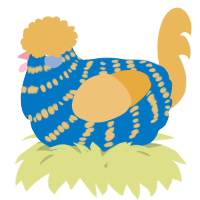 A sapphire and honey chicken with a bar pattern