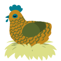 A ochre and olive chicken with a lace pattern