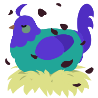 A turquoise and indigo chicken with a head pattern