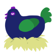 A navy and viridian chicken