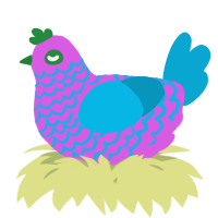 A orchid and cerulean chicken with a lace pattern